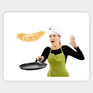 Cook about to drop a flipping pancake Sticker